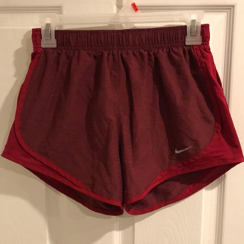 Maroon and red dri-fit Nike shorts